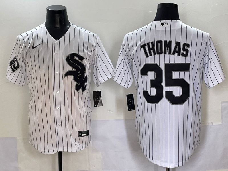 Men 2025 Chicago White Sox #35 Thomas White Stripe Game Nike MLB Jersey style 5